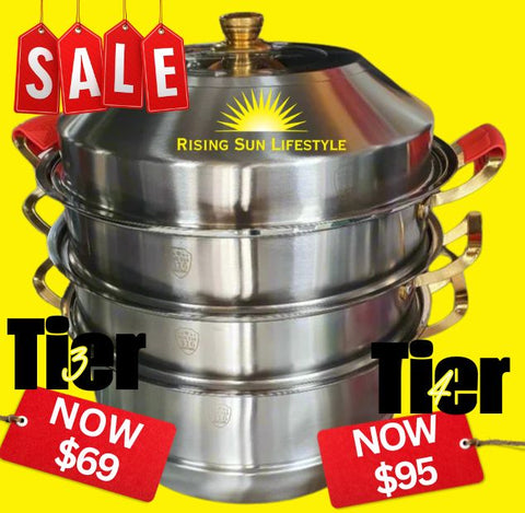 Upgrade Your Kitchen with Large Commercial-Size 3 & 4-Tier Steamers