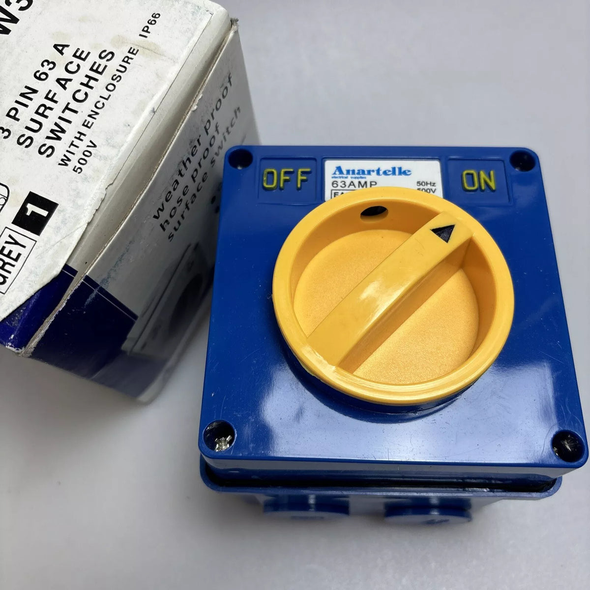 Anartelle 63A AMP Single Phase 3 Pin Surface Switch Waterproof Power P ...